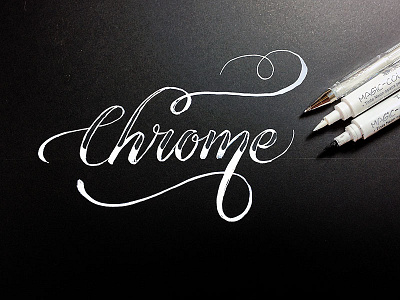 Calligraphy/Lettering Chrome brand brush pen calligraphy handwritten lettering logo script logo typography