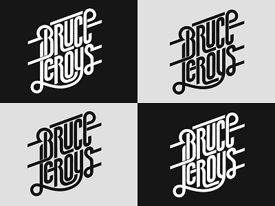 Bruce Leroys logo, vector versions 80s chrome lettering logo design typography