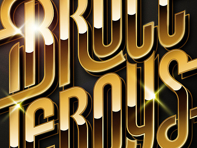 Bruce Leroys logo, final version 80s chrome gold type lettering logo design typography