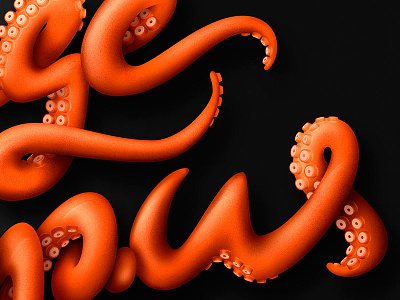 “Octype” – Orange Octopus 3d depth illustration lettering lights photoshop shadows typography