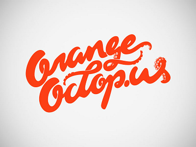 Orange Octopus – simplest version brand calligraphy illustration lettering octopus typography