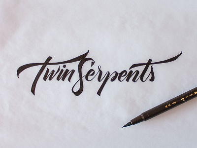 Twin Serpents – logo sketch #1 calligraphy handwritten lettering script sketch typography