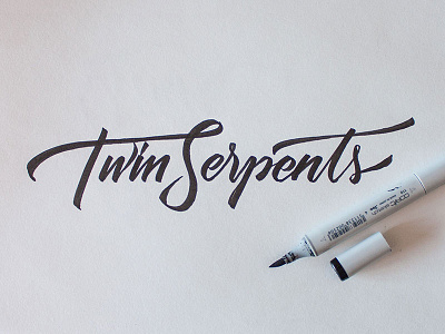 Twin Serpents – logo sketch #2 calligraphy handwritten lettering script sketch typography