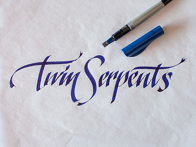 Twin Serpents – logo sketch #3 calligraphy handwritten lettering script sketch typography
