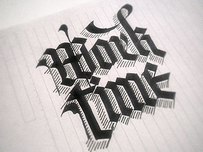 Work time blackletter calligraphy gothic typography