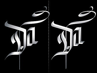 Choosing a effect to new work blackletter calligraphy lettering typography vector effects