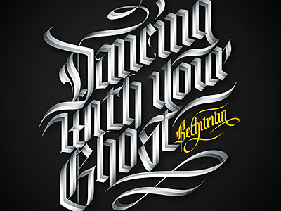 Final art of an album cover blackletter caligrafia calligraphy lettering ornaments swashes tipografia typography
