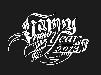 Happy new Year – finishing blackletter calligraphy happy new year lettering typography