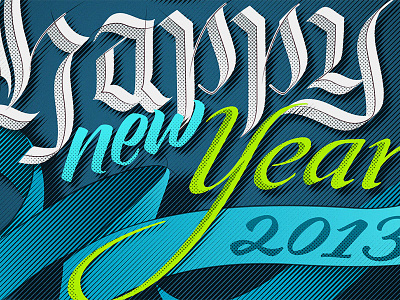 Happy new Year – final vector blackletter calligraphy happy new year lettering typography