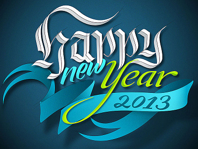 Happy new Year – AI + PS blackletter calligraphy happy new year lettering typography