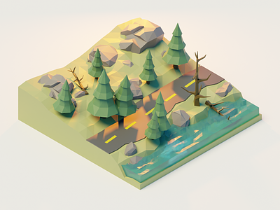 Forest | Low Poly 🌲 | Blender 3d animation blender design forest jungle low poly modeling modern rendering vector