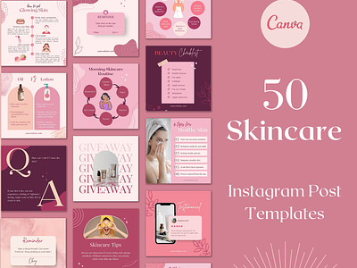 50 Skincare Instagram Post Templates beauty instgram boho instagram post canva template eauty salon esthetician instagram esthetician social media facebook template instagram marketing instagram stories instagram story template instagram templates marketing template skincare instagram social media social media posts socialmedia