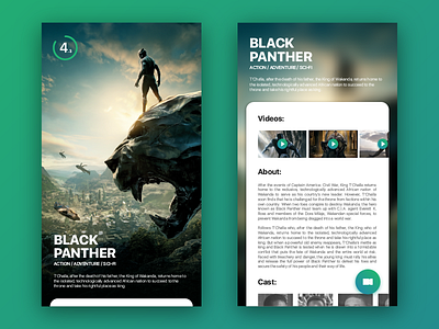 Cinema App android app application black panther cards cinema interface ios mobile movies ui ux