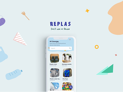 Replas: A Plastic free case study app branding design enviroment figma flat illustration mobile mobileui photoshop research ui uiux