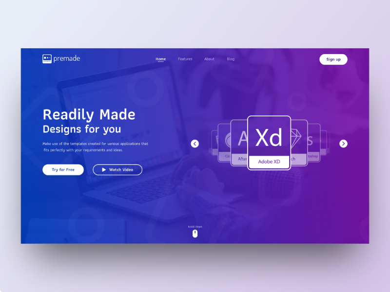 Daily UI Challenge : Landing Page icons vector landing page dailyui illustrator xd ui