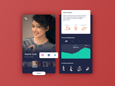 Daily UI Challenge : Profile Page adobe app colors dailyui fitness flat graph photoshop profile ui xd