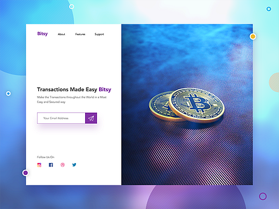 Bitsy - Bitcoin Landing Page 3d bitcoin design landing page model purple ui