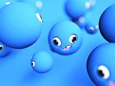 Happy Faces 3d blue c4d characters happy model