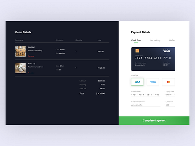 Checkout - Daily UI 002 checkout creditcard dailyui dailyui002 design figma flatui ordersummary webapp webapplication