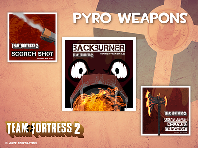 TF2 Pyro weapons Social Media ads branding design fan art fanart social media team fortress 2 tf2 valve video games