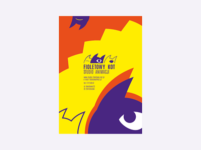 "Fioletowy Kot" Animation Studio poster variant 3 branding design logo poster vector