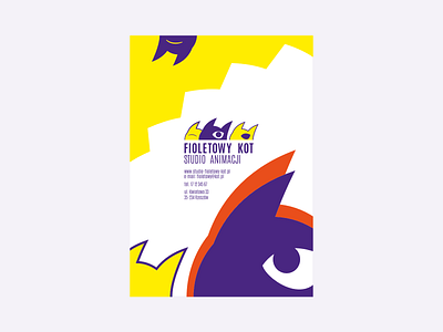 "Fioletowy Kot" Animation Studio poster variant 2 branding design logo poster vector
