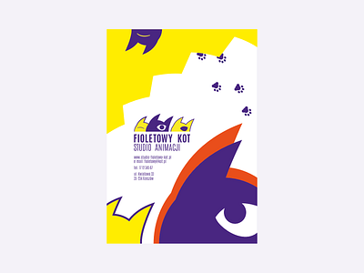"Fioletowy Kot" Animation Studio poster variant 1 branding design logo poster vector