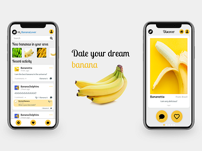 Banana Dating App app banana branding dating app design mobile app ui ux vector