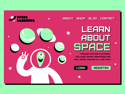 Educational Website about space hero design alien branding design illustration logo ui vector