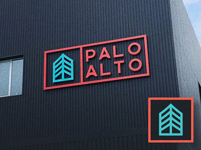 Palo Alto. Business center. brand identity branding building photo creative business graphic design illustration it logo logotype mark noise office paloalto print product design real estate red and green startup tree typography