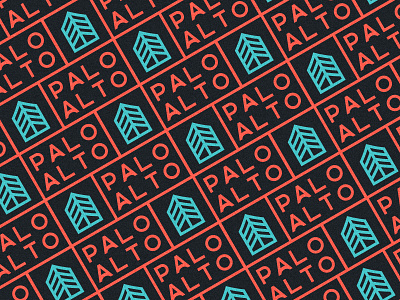 Palo Alto. Business center. brand identity branding building creative business graphic design illustraion it lines mark office pattern real estate red and green startup texture tree typography