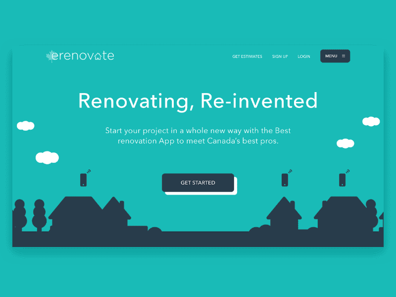 eRenovate Web Design. Homepage. animation canada home house renovate ui web webdesign