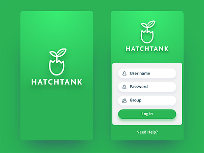 Login screen. Hatchtank Mobile App.