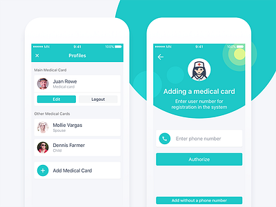 Profiles. Nurse Mobile. card interface ios login medicine mobile profile registration sign ui up