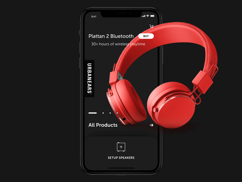 Urbanears Mobile App animation app application black daily dailyui dark design gif icons interface ios mobile ui ux