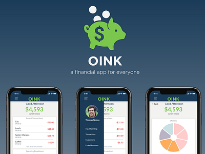 Oink Financial App adobe photoshop adobe xd app design iphone mockup uiux