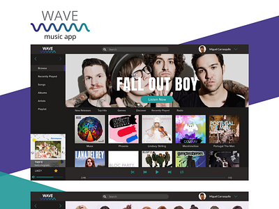 WAVE Desktop Music app adobe xd design mockup ui uiux
