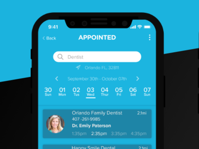 Appointed Medical Booking App adobe xd app design iphone mockup uiux