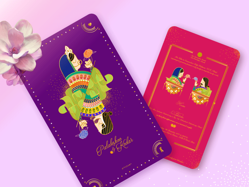 Wedding Invite adobe cards deck design flowers illustration india invite king marriage queen wedding