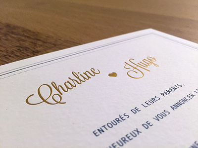 Charline ♥ Hugo Invitations gold logo love paper prep preppie preppy print typo typography wedding