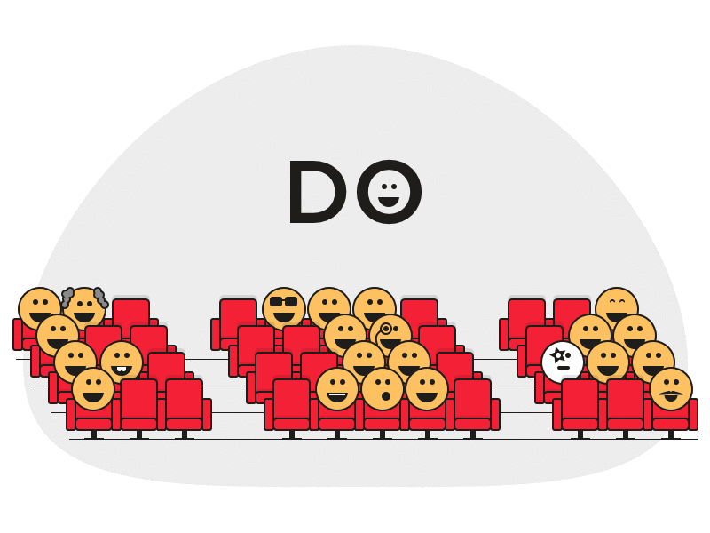 Do / Don't animation cinema conference flat gif illustration rock seat smiley vector