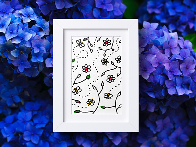 GARDEN 🌺 animal art bee black cute doodle drawing flower flowers garden gardening illustration
