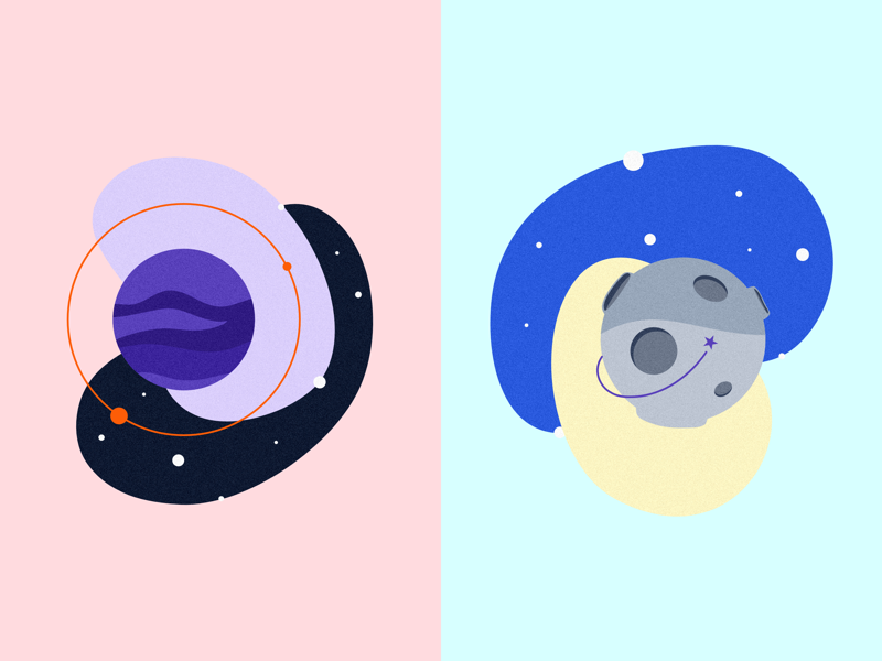 To the moon and back 🚀 affinity designer pencil ipad pro ipad moon blue purple illustration espace planete planet space