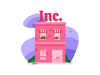 Business pink building illustration