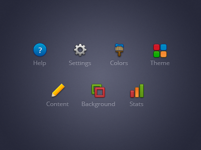 Editor Icons app background colors content editor help icons settings stats theme