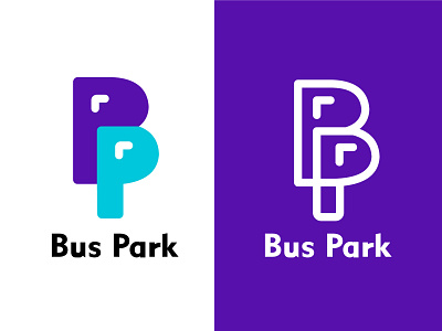 Bus park logo b branding bus design logo p park 停车 字母logo