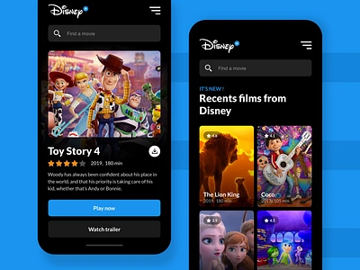 Video App Disney Plus animation app clean desktop disney dribbble figma new rental ui ux video video app webdesign website