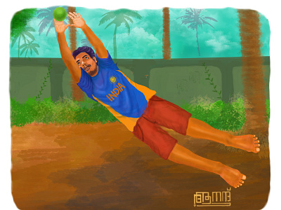 Diving catch - digital painting catch concept art cricket digital painting illustration story visualization
