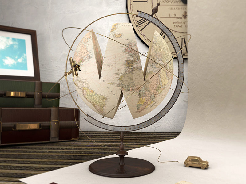 W Wanderlust 36days of type travel modelling type 3d w