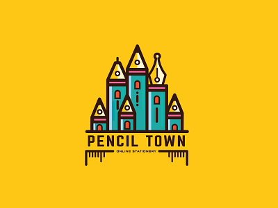 PENCIL TOWN art branding city design graphic design icon identity illustration logo pen pencil symbol town ui vector